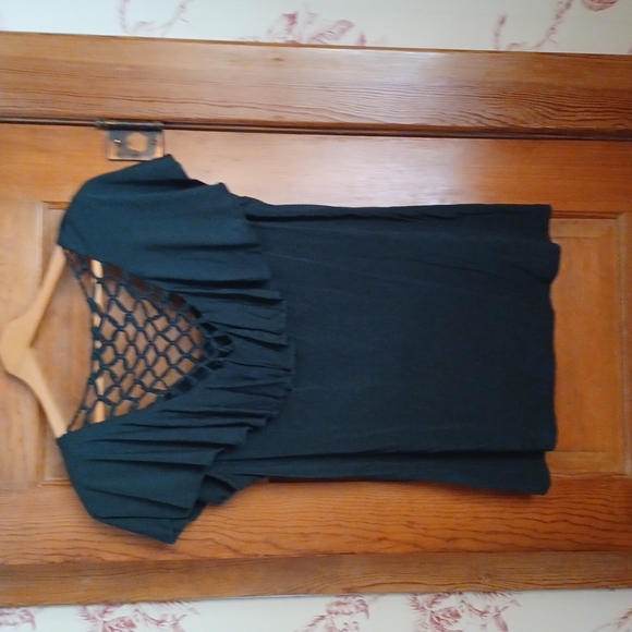 Ladies dark green top with net back - Picture 2 of 4